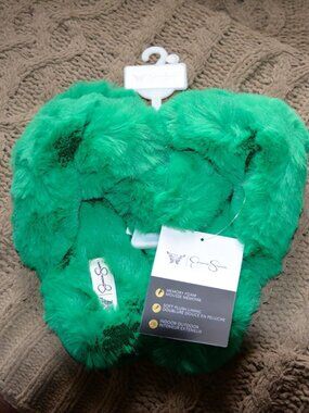 NWT Jessica Simpson Green Plush Cross-band Slide Slipper (Size 7-8)
